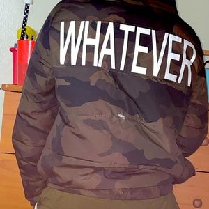 Zara woman medium bomber jacket with buttons and zip whatever logo